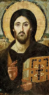 Christ Pantokrator auf Holztafel mit Enkaustik