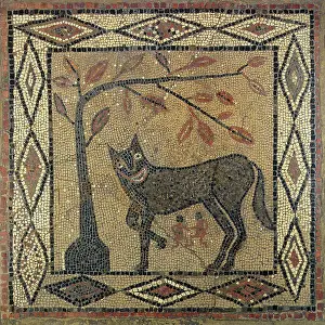 Wolfs mosaicus, römisches Dorf Aldborough in Yorkshire aus dem Jahr 300 n. Chr., Mosaike